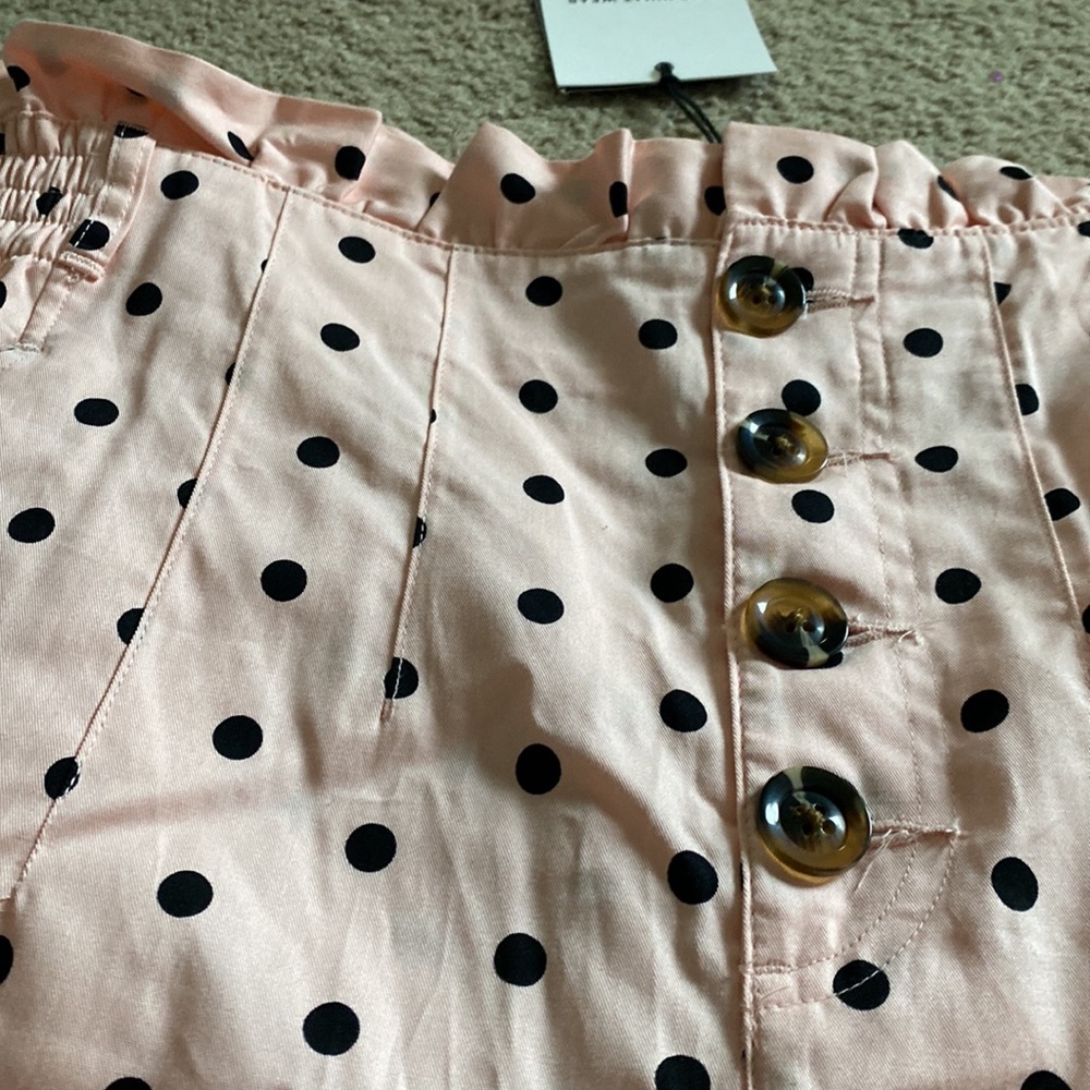 Who What Wear Blush Polka Dot Button Shorts